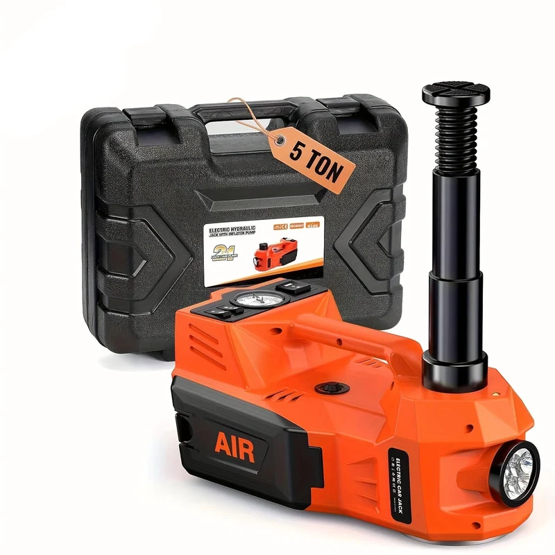 Hydraulische Krik – Elektrische Krik – Auto Krik – 12V Krik – Bandenwispel Krik – 5 Ton Hefvermogen – Ingebouwde Luchtcompressor & LED Werklamp