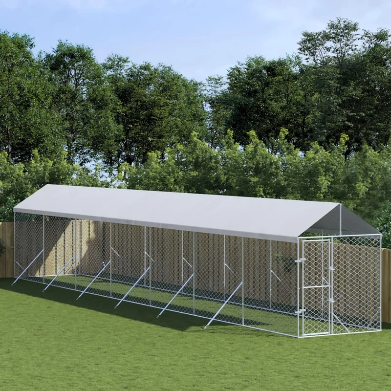 Buitenren Voor Huisdieren – Hondenren – Konijnenren – Kippenren – Dierenren – Stevige Gegalvaniseerde Stalen Constructie – Water- En UV-Bestendig Dak – Variant 2x14x25m