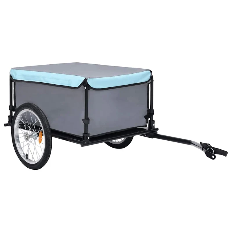 Fietskar – Fietsaanhanger – Fiets Kar – Bagagewagen – Transportkar – Inklapbaar Ontwerp – Waterdichte Polyester Bak – Zwart/Blauw