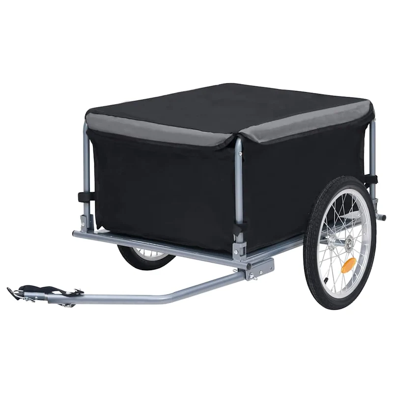Fietskar – Fietstrailer – Bagagewagen – Fietsaanhanger – Vervoerskar – Draagvermogen 65 kg – Waterdichte Polyester Laadruimte – Zwart/Grijs
