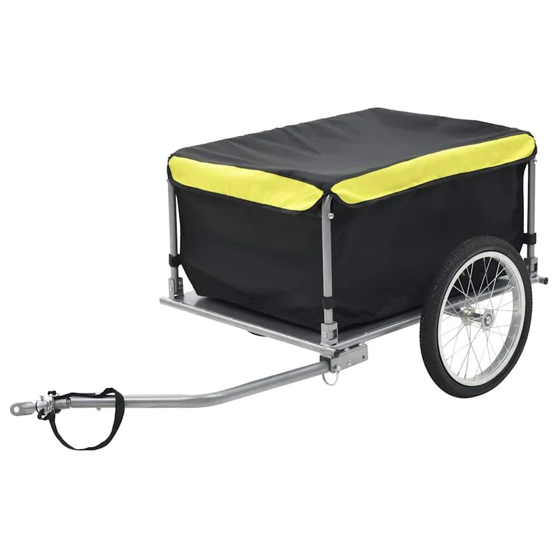 Fietskar – Fietszweefkar – Fietskar – Fietswagen – Transportkar – Zwart Geel – Draagvermogen 65 kg – Waterdichte Polyester Laadruimte
