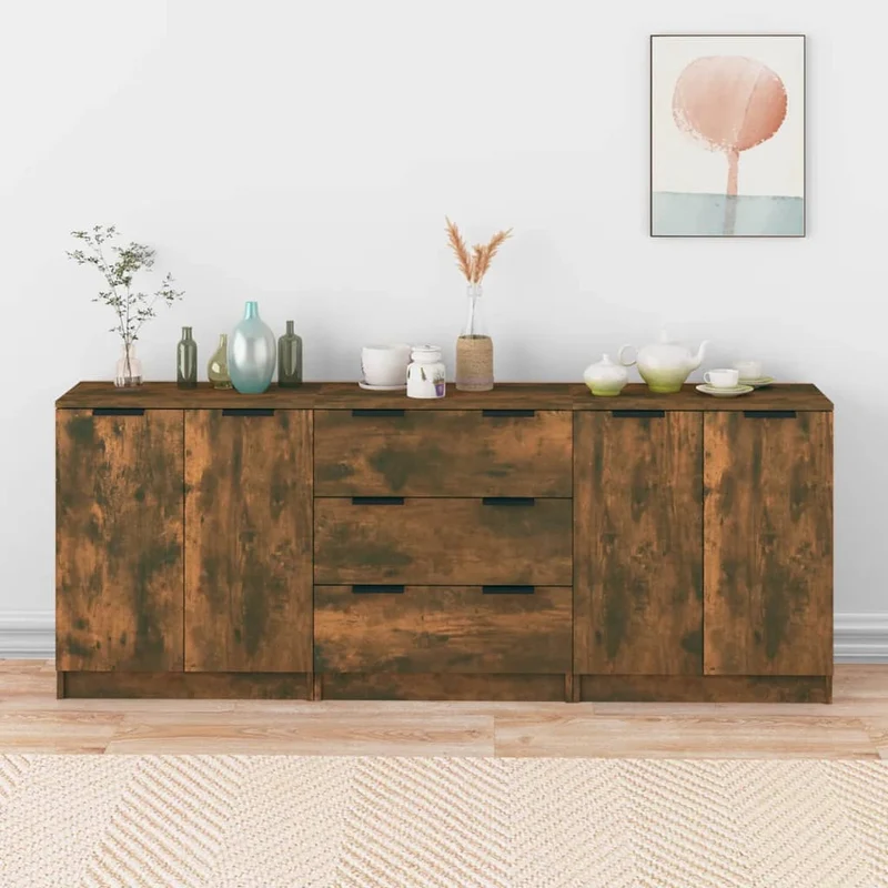 Dressoirkast – Sideboard – Opbergkast – Wandkast – Kast Smoked Oak – Duurzaam Hout – 3-Laags Design