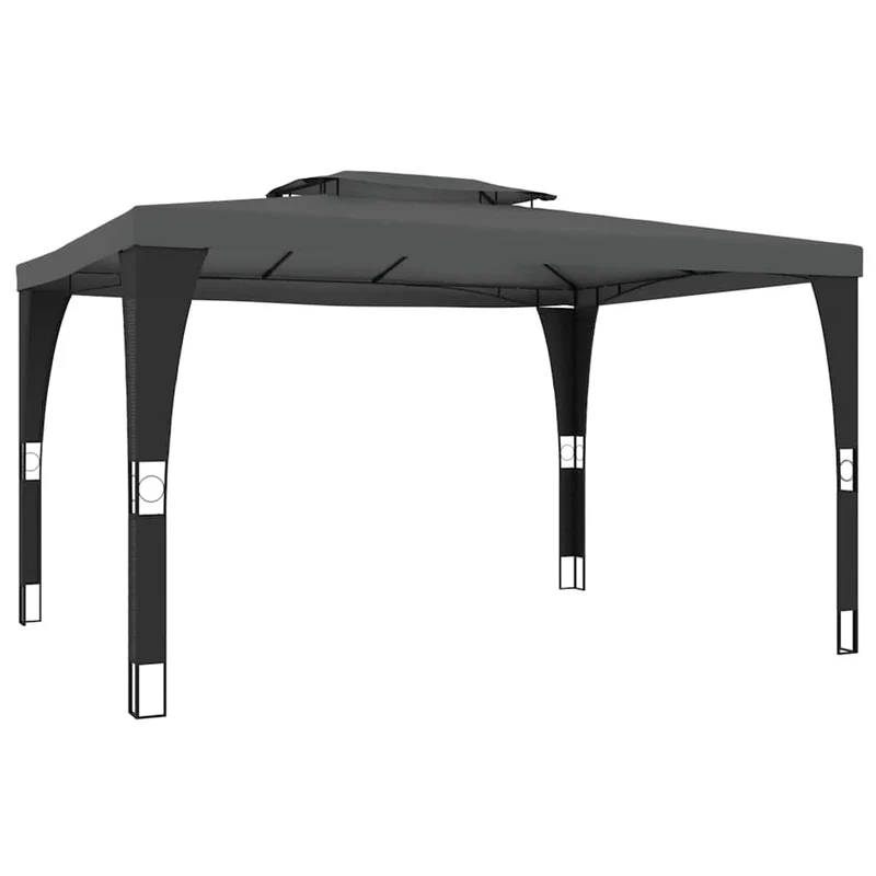 Prieel – Tuinpaviljoen – Tuin Prieel – Overkapping – Partytent – Robuust Roestvrij Stalen Frame – Ventilerend 2-Laags Polyester Dak 3,98x2,98m Antraciet