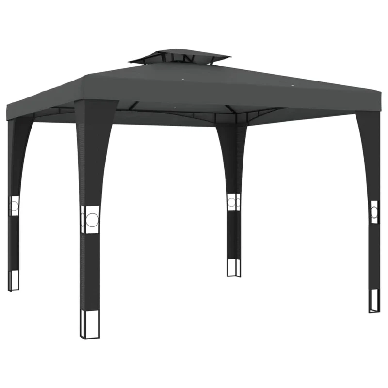 Prieel – Prieël – Partytent – Tuinoverkapping – Tuinkamer – Antraciet 2,98x2,98 m – RVS Frame – Ventilatiedak Met 2 Lagen