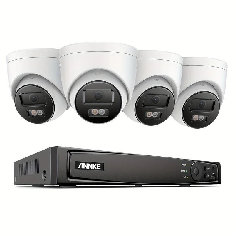 Bewakingscamera Set – Beveiligingscamera Set – Camerabewaking – CCTV Systeem – IP Camera Set – 8MP 4K Resolutie – Kleurennachtzicht Met Human & Vehicle Detection