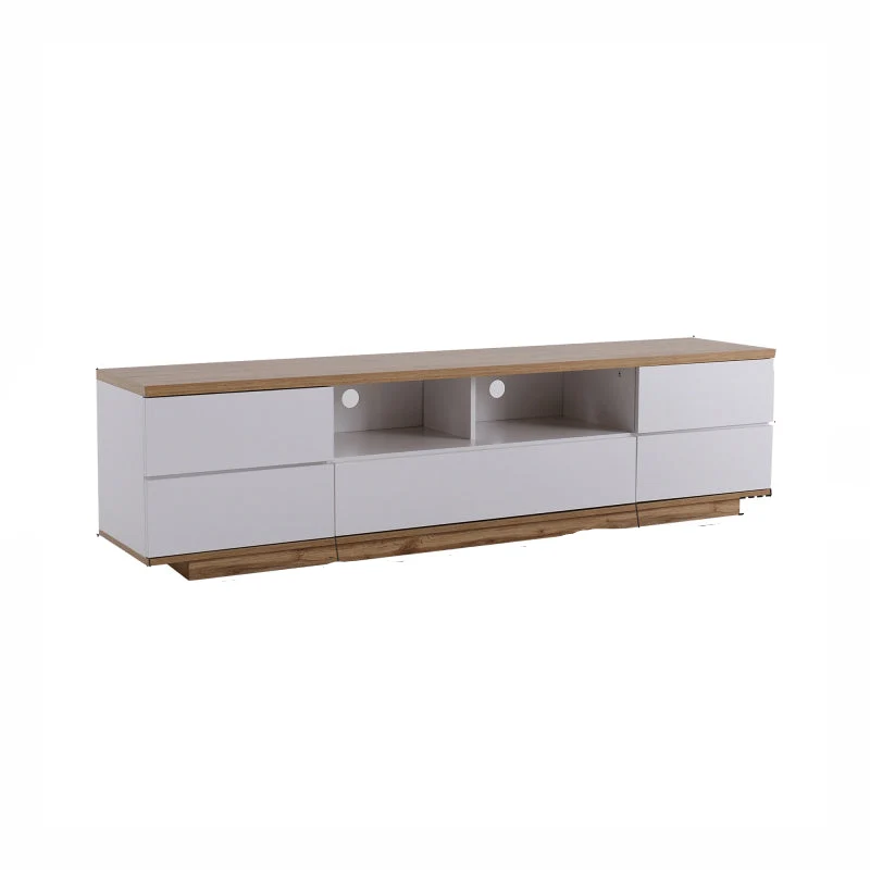 TV-kast – TV-meubel – Mediakast – TV-dressoir – Wandmeubel – Wit met houtstructuur – 180 cm breed – MDF materiaal