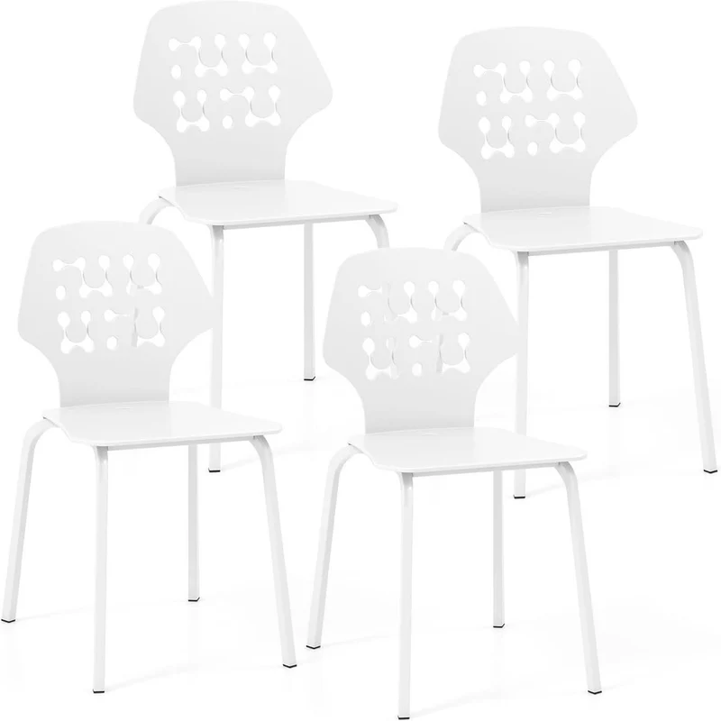 Eetkamerstoelen – Keukenstoelen – Stoelen Set – Design Stoelen – Witte Stoelen – Ergonomisch Comfort – Stevig Metalen Frame
