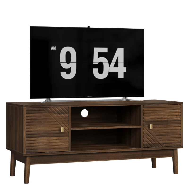 TV-meubel – Tv-meubelkast – Mediaconsol – Entertainment Meubel – Tv Kast – Walnoot Houtlook – 110 cm Breed – Geschikt Voor 32-45 Inch Televisies