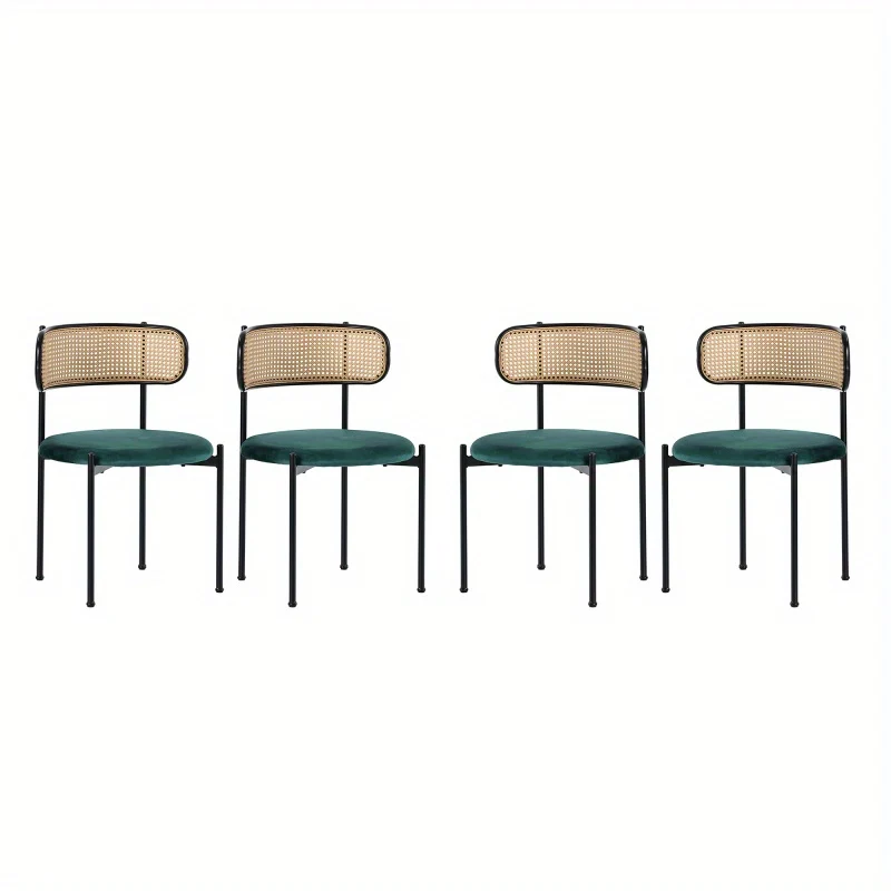 Velvet Fauteuils – Velours Stoelen – Lounge Stoelen – Relax Stoelen – Groene Zetels – Set Van 4 – Stevige Metalen Poot – Zacht Fluweel Komfort