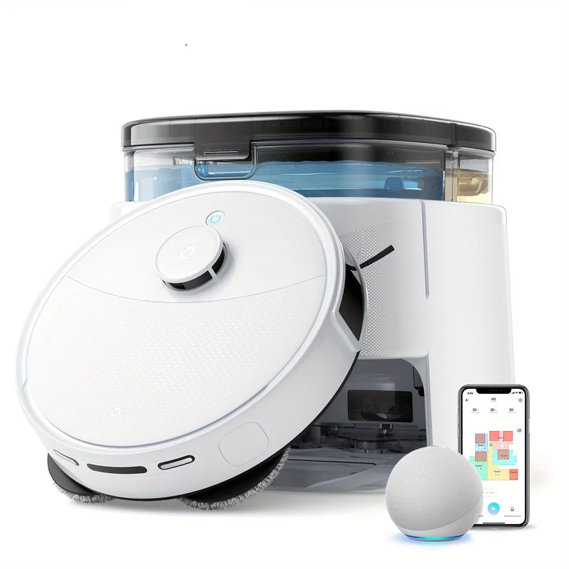 Robotstofzuiger – Robotstofzuiger met dweilfunctie – Automatische stofzuiger – Slimme schoonmaker – Zelflegende robot – Krachtige 12.000 Pa zuigkracht – Anti-tangle borstel met dual spinning dweil