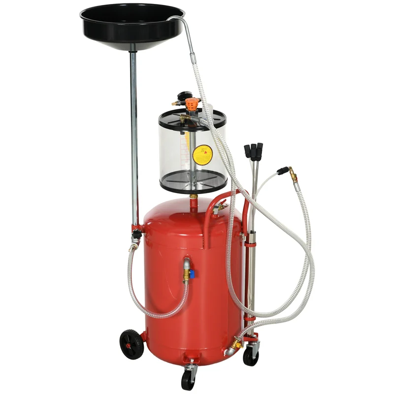 Oliedrainwagen – Olieopvangwagen – Olieafvoerwagen – Olieopvangbak – Oliecontainer – 80 Liter Capaciteit – Verstelbare Hoogte 120-140 cm