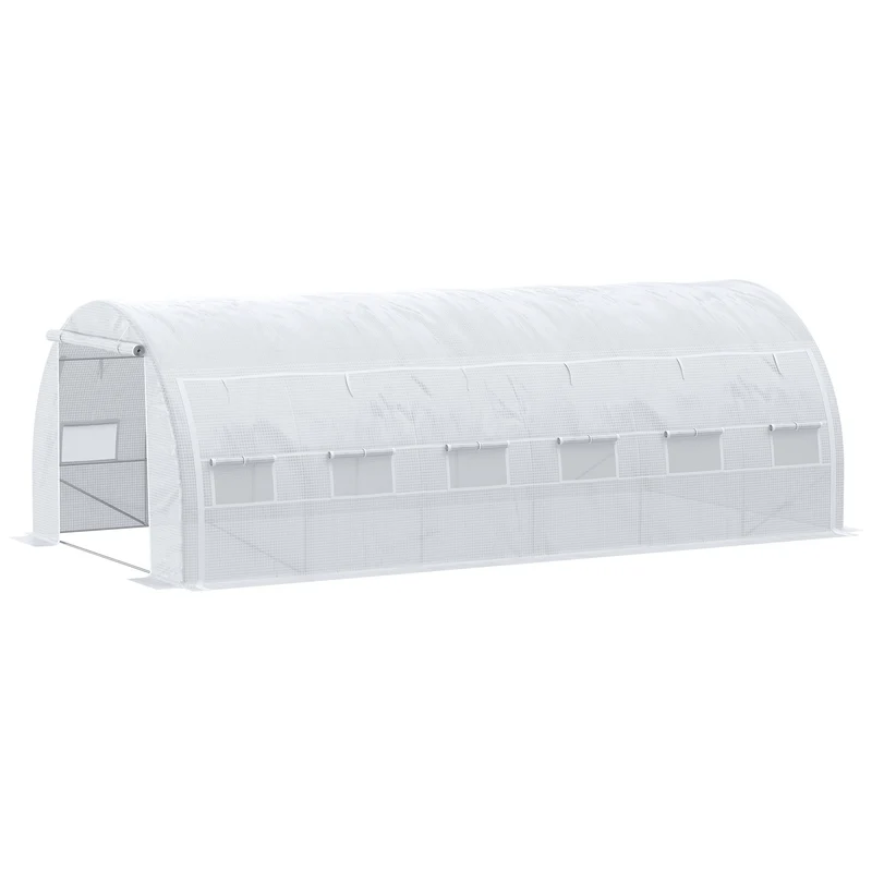 Tuinhuisje – Tuinkas – Kas – Kweekkas – Serre – 18 m² – Gegalvaniseerd Stalen Frame – UV-bestendig PE-zeil wit