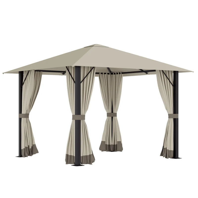 Tuinpaviljoen – Paviljoen – Partytent – Prieel – Pergola – 3x3 Meter – Aluminium En Stalen Frame – Waterafstotend Dak Met Ventilatie – Kastanjebruin