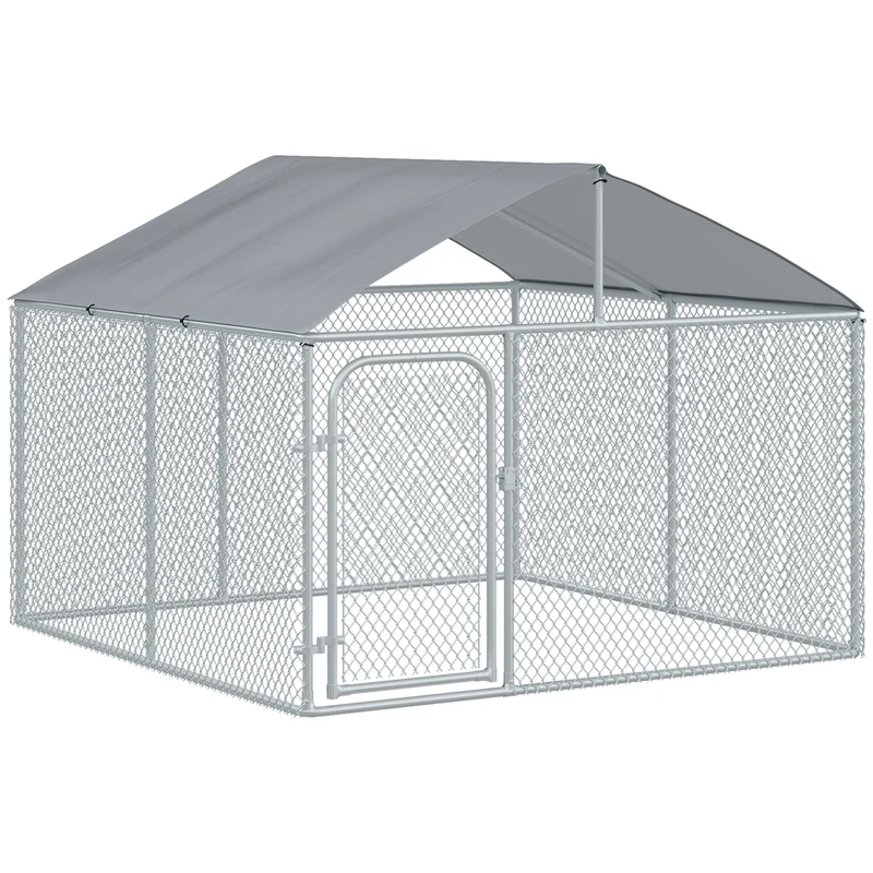 Hondenren – Puppyren – Hondenkennel – Buitenren – Hondenbench – Gegalvaniseerd Staal – Overdekte Buitenruimte 230x230x175 cm