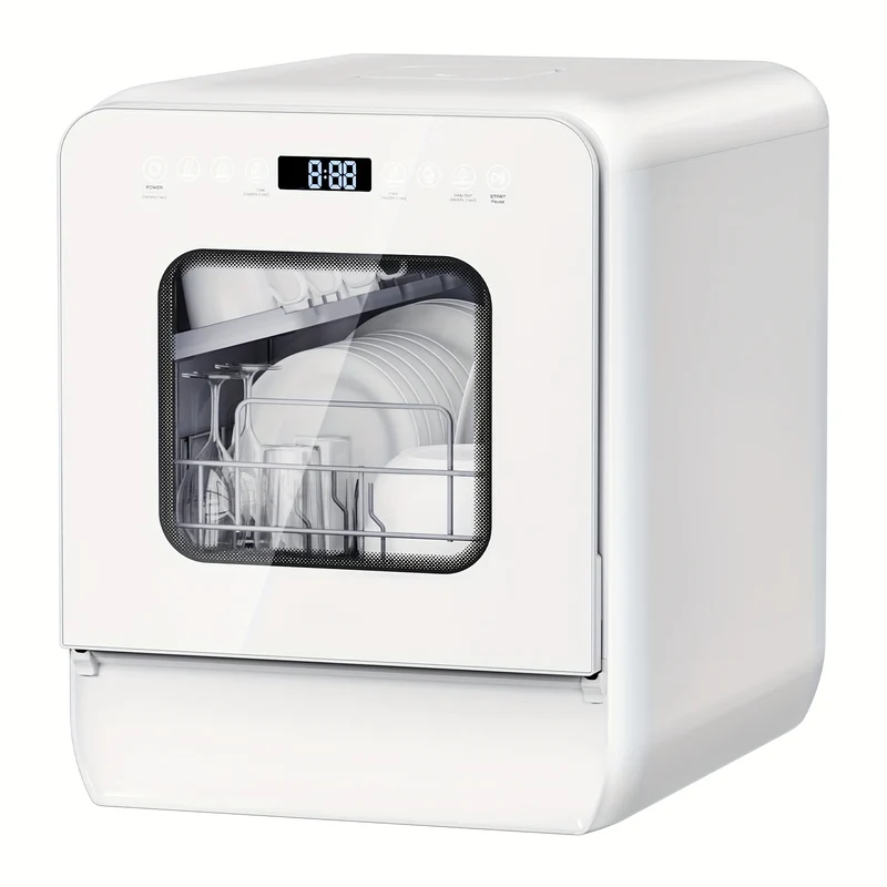 Mini Vaatwasser – Tafelmodel Vaatwasser – Kleine Vaatwasser – Compacte Vaatwasser – Mini Dishwasher – Ingebouwd 5L Waterreservoir – 7+2 Wasprogramma’s & 24-Uurs Uitgestelde Start