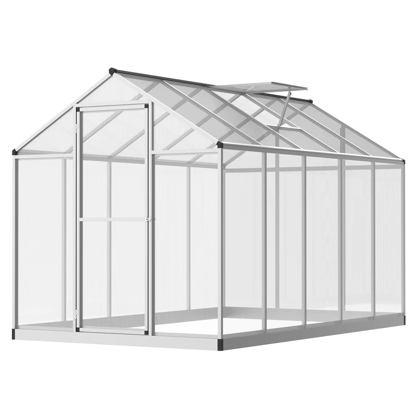 Tuinkas – Kweekkas – Serre – Groentekas – Grijze Aluminium Tuinkas 3x2 Meter – 5,5 m² – Dubbelwandig Polycarbonaat – Verstelbaar Daklicht