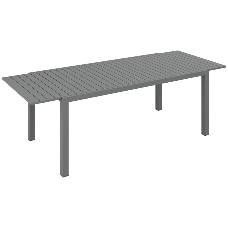 Uitbreidbare Aluminium Tuintafel – Tuinset Tafel – Uitschuifbare Eettafel – Terrastafel – Buiten Tafel – Donkergrijs – 180-240 cm Lengte – Weerbestendig Thermisch Gelakt