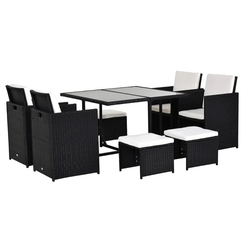 Loungeset 8 Persoons – Tuinmeubelen – Hoekbank Set – Loungesofa – Buitenmeubel – Weerbestendig Rattan – Afneembare Wasbare Kussens