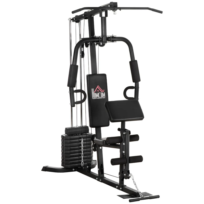 Fitnessstation – Home Gym – Krachtstation – Bodybuildingapparaat – Multigym – 9x 5 kg Gewichtsschijven – Robuust Staal & Ergonomisch Comfort