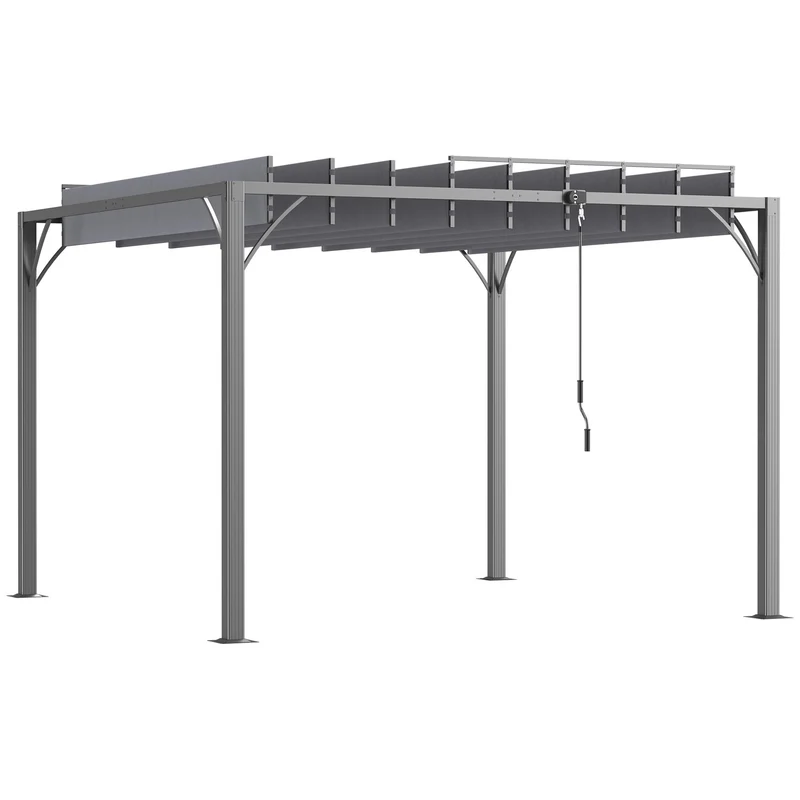 Pergola – Tuinoverkapping – Zonwering – Terrasoverkapping – Buitenkamer – Aluminium Frame – Verstelbare Lamellen – 3x3 Meter – Grijs