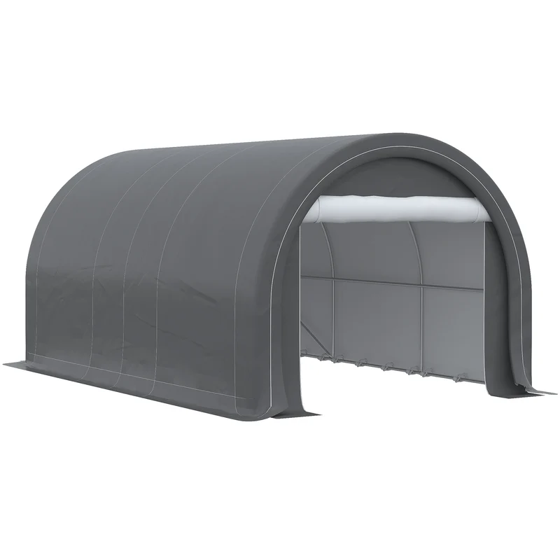Carport – Garage – Afdak – Tent – Overkapping – Grijs – Gegalvaniseerd Stalen Frame – Waterdicht PE Zeildoek 190 g/m²