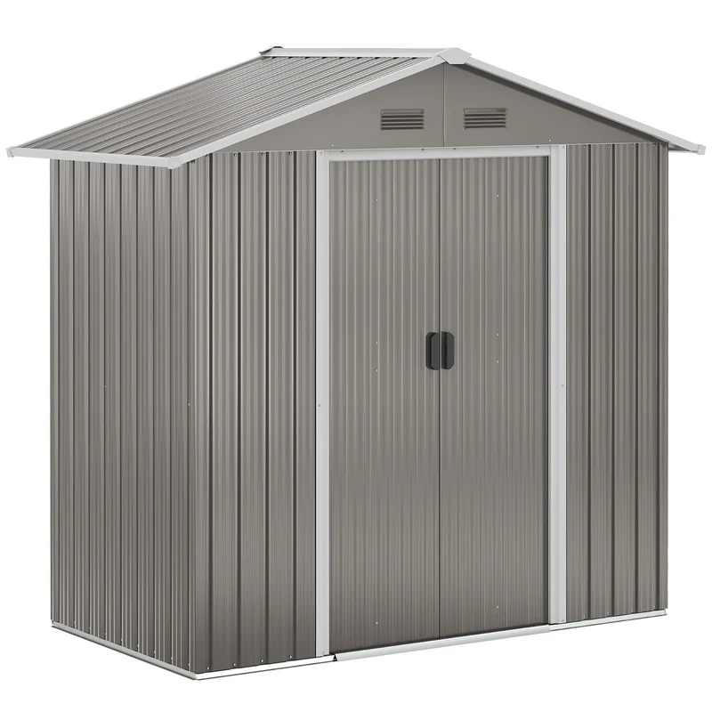 Tuinhuis – Tuinberging – Tuinschuur – Opslagkast – Tuinkast – Lichtgroen – Schuifdeuren – Gegalvaniseerd Staal – Ventilatieopeningen – 4,9 m²