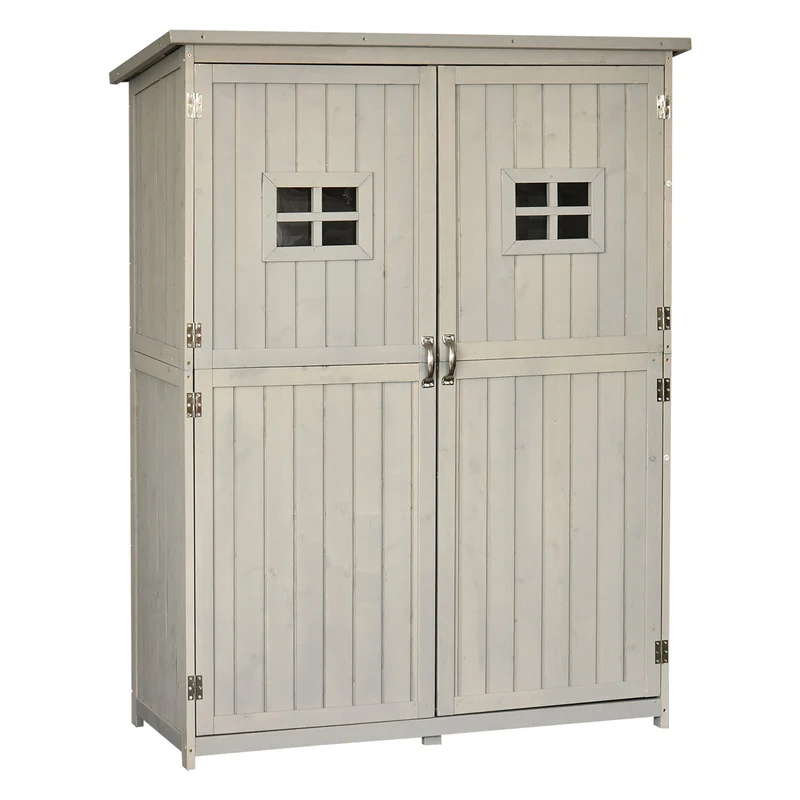 Tuinhuisje – Tuinkast – Tuinschuur – Opbergkast – Berging – Met Bitumen Dak – Massief Voorgeolied Vurenhout – 128x50x164 cm – 2 Planken