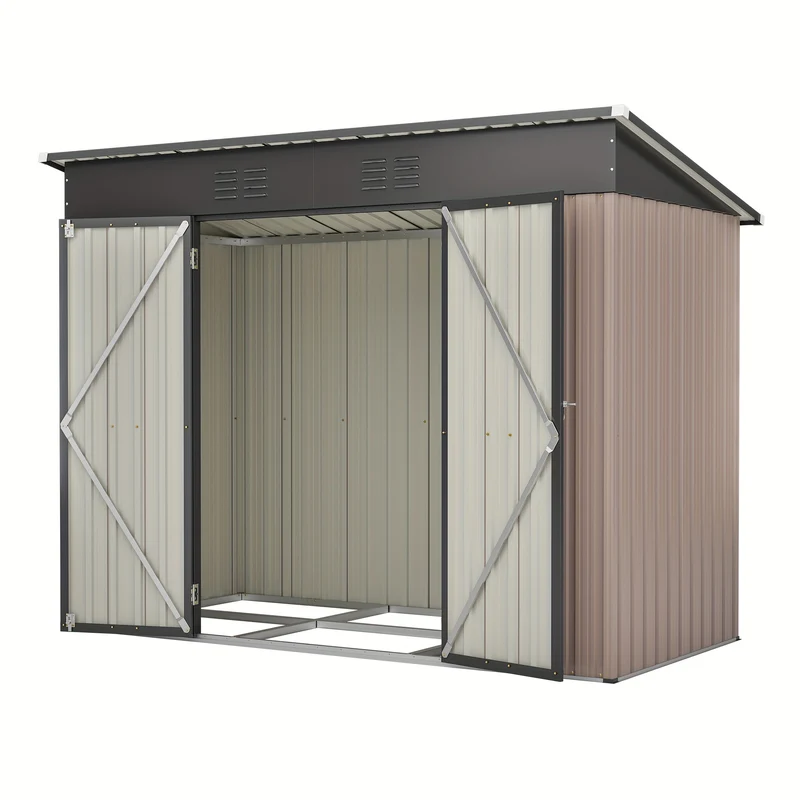 Metalen Opbergschuur – Tuinschuur – Fietsenberging – Tuingereedschapberging – Buitenberging – Verzinkt Staal – Ventilatie – Slot – 243,8x121,9 cm – Afneembaar