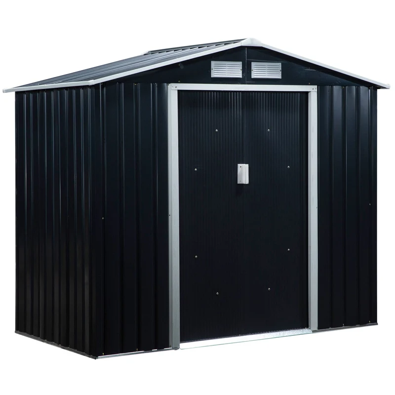 Tuinkast – Tuinberging – Tuinhuis – Tuinopslag – Tuinloods – Grijs Stalen Tuinkast – 2,5 m² Opbergruimte – Ventilatie & Dubbele Deur Met Slot
