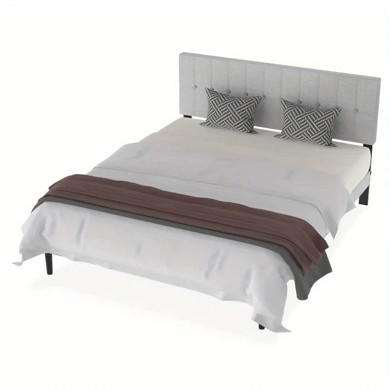 Metalen Bedframe – Stalen Bed – Bedframe Met Kunstleer Hoofdbord – Logeerbed – Jongenskamer Bed – 160x200 cm – Stevig Metalen Frame – Inclusief Lattenbodem