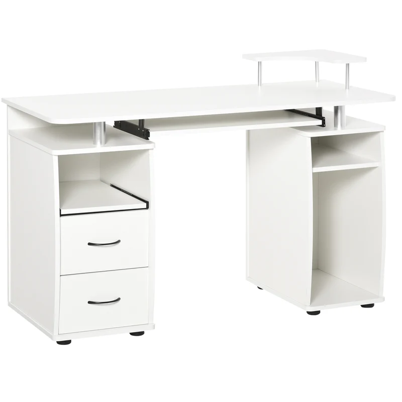 Computertafel – Computerbureau – Bureautafel – Werktafel – Bureau – Wit hout – Ergonomisch ontwerp – Ruime opbergruimte – 120x55x85 cm