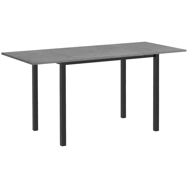 Uitschuifbare Eettafel – Inklapbare Tafel – Uitbreidbare Tafel – Compacte Eettafel – Moderne Keukentafel – Donkergrijs Metalen Frame – Groot Tafelblad 160x70 cm