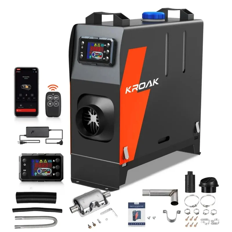 Dieselverwarmer – Diesel kachel – Parkeerverwarmer – 12V luchtverwarmer – Mobiele heater – Snelle opwarming binnen 10 minuten – Stil en energiezuinig met Bluetooth bediening