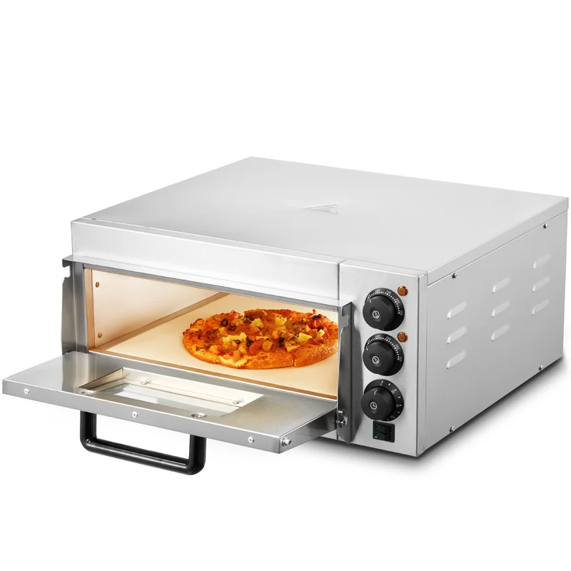 Elektrische Pizzaoven – Pizzaoven Oven Fornuis Bakoven – Pizzafornuis Keukenoven – RVS 40,6 cm – 360° Warmtecirculatie – Instelbare Temperatuur 50-350°C