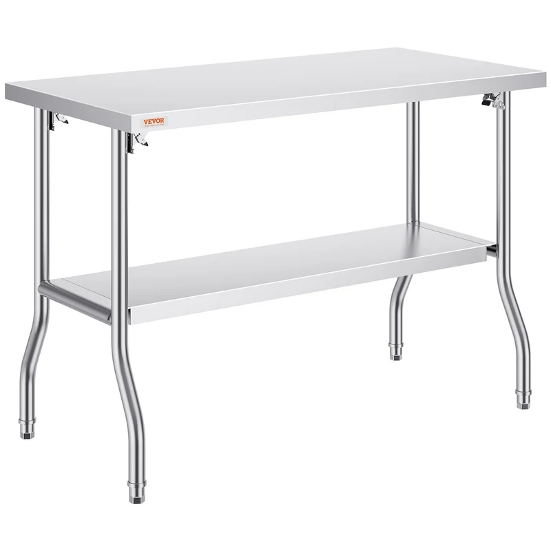 Werktafel Roestvrij Staal – Inklapbare Tafel – Keukentafel – Werkbank – Cateringtafel – 48 x 24 Inch – SUS201 RVS – 350 Kg Draagvermogen