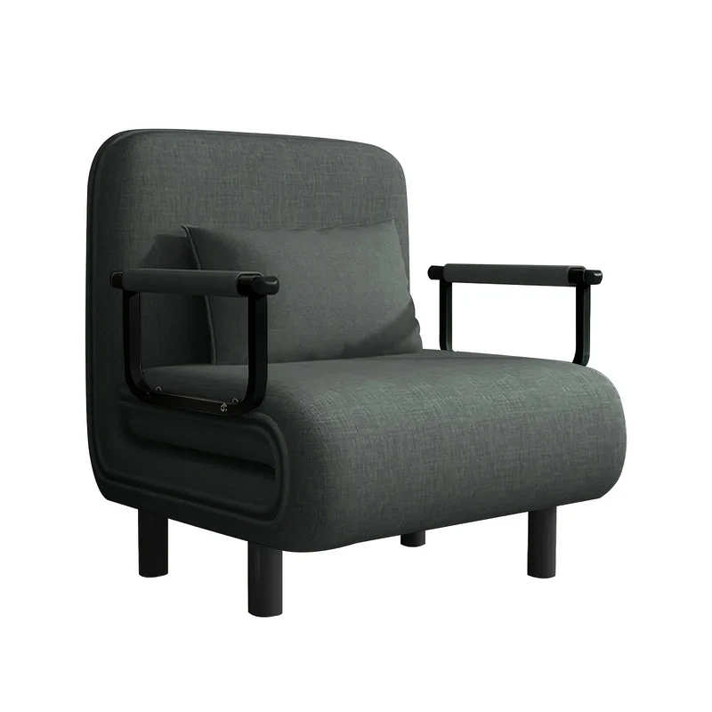 Slaapbank – Bank – Slaapstoel – Zetelbed – Slaapfauteuil – Verstelbare Rugleuning – Stevig IJzeren Frame – Grijs Polyester