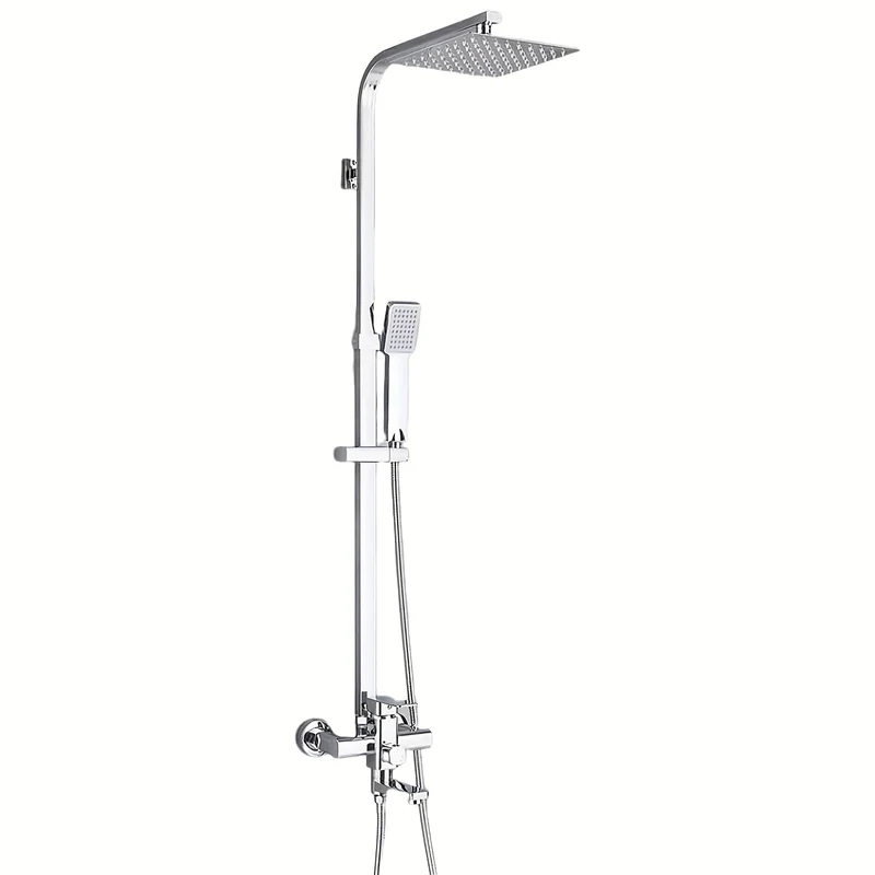Regendouche Set – Douchekop – Handdouche – Wanddouche – Massage Douche – Chrome Afwerking – 30,48 cm Vierkante Kop – Vier Standen Met Waterbesparing