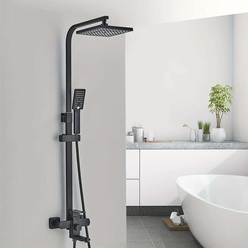 Douchekraan – Doucheset – Regendouche – Handdouche – Douchepaneel – Mat Zwart – RVS Hoogwaardig – Dual-Function Bediening
