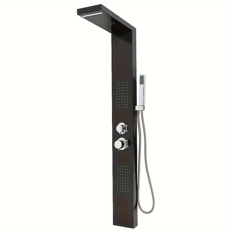 Douchewand RVS – Douchepaneel – Douchewand Glas – Douchecabine – Douchedeur – 130 cm Hoog – Waterbesparende 4-in-1 Douchekop – Afneembare Handdouche