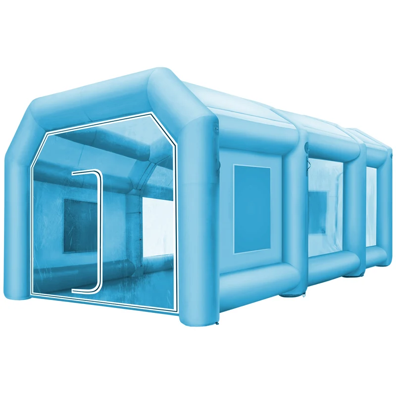 Opblaasbare Spuitcabine – Spuittent – Verfspuitcabine – Auto Schildertent – Auto Werkplaats Tent – Grote Afmetingen 7,7x3,8x2,8m – Geavanceerd Filter- en Ventilatiesysteem – Blauw