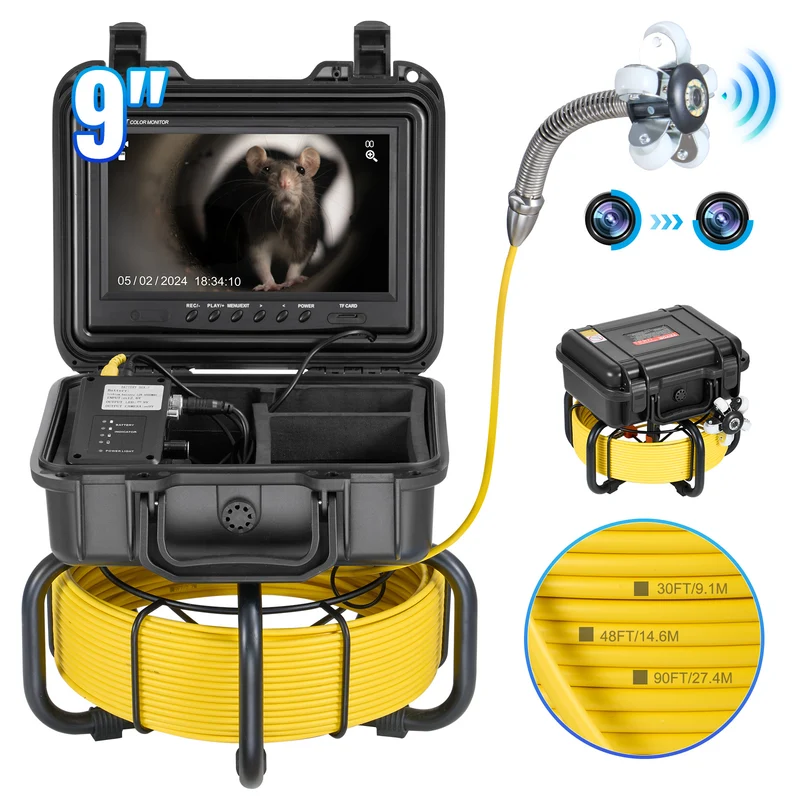 Rioolcamera – Inspectiecamera – Buisinspectiecamera – Endoscoop – Afvoercamera – Zelfnivellerend – 9 Inch HD Scherm – 36x Digitale Zoom