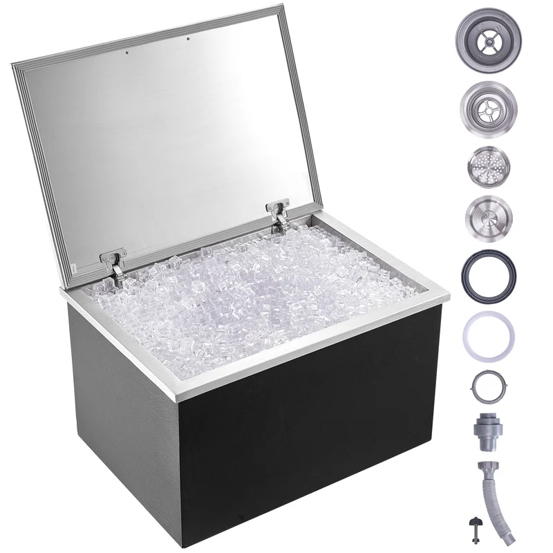Ijskist – Koelbox – IJscontainer – IJskoeler – Inbouw Ijsvak – RVS 107,8L Capaciteit – 20mm PU Isolatie