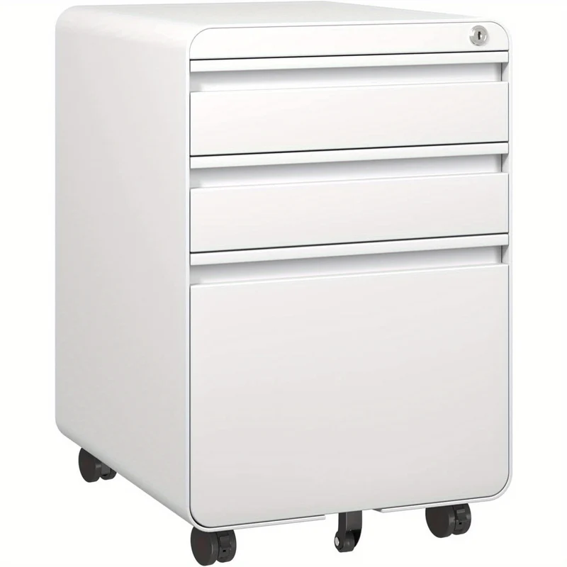Bureaukastje – Ladeblok – Ladekastje – Archiefkast – Rolcontainer – Mobiel Met Slot – Anti-Kantel Mechanisme – 40x45x60 cm – Gepoedercoat Staal – Wit