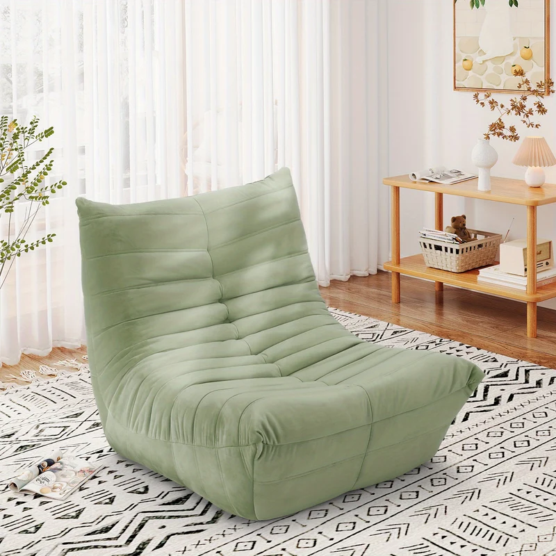 Zitzak – Bean Bag – Loungestoel – Loungesofa – Fauteuil – Ergonomisch Ontwerp – Zachte Suède Bekleding – Duurzame Houten Constructie – Groen