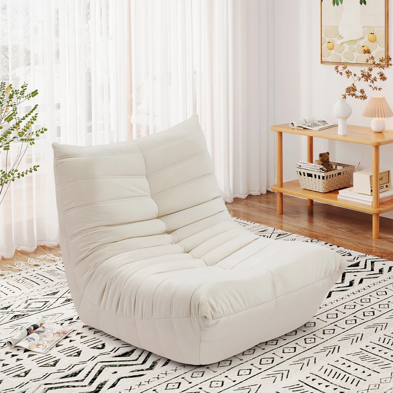 Vloerfauteuil – Zitzak – Poef – Lounge Stoel – Bodemstoel – Beige – Ergonomisch Ontwerp – Zachte Sponsvulling