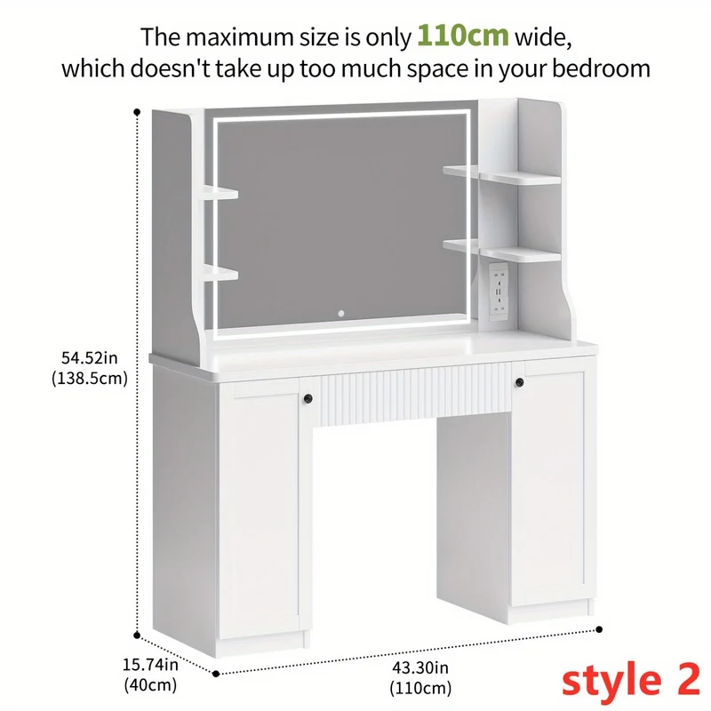 Make-up Tafel – Kaptafel – Cosmeticatafel – Make-up Organizer – Opmaaktafel – Ruime Opbergruimte – Massief Hout & Glas – Compact Design & Eenvoudige Montage