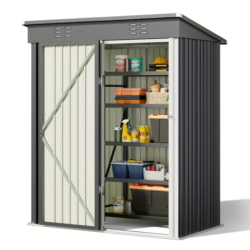 Tuinhuisje – Tuinschuur – Tuinberging – Gereedschapsschuur – Berging – Gegalvaniseerd Staal – 180x162x95 cm – Verplaatsbaar & Weerbestendig