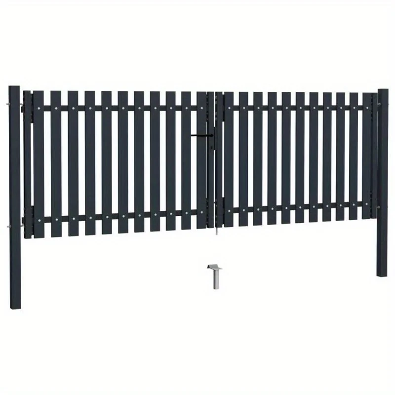 Dubbele Stalen Poort – Tuinpoort – Veiligheidshek – Afscheidingshek – Buitenhek – Duurzaam Staal – 306x125 cm Anthraciet