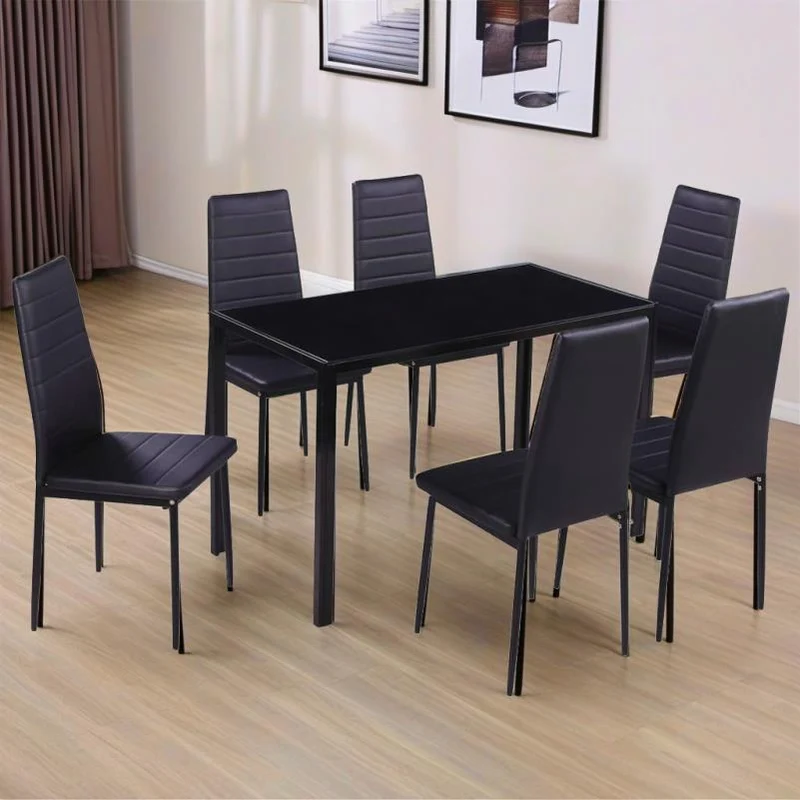 Eetkamerstoel – Eetkamerstoelenset – Stoel – Keukenstoel – Kuipstoel – Set van 7 – Zwart – Comfortabele Stoelen – Modern Design