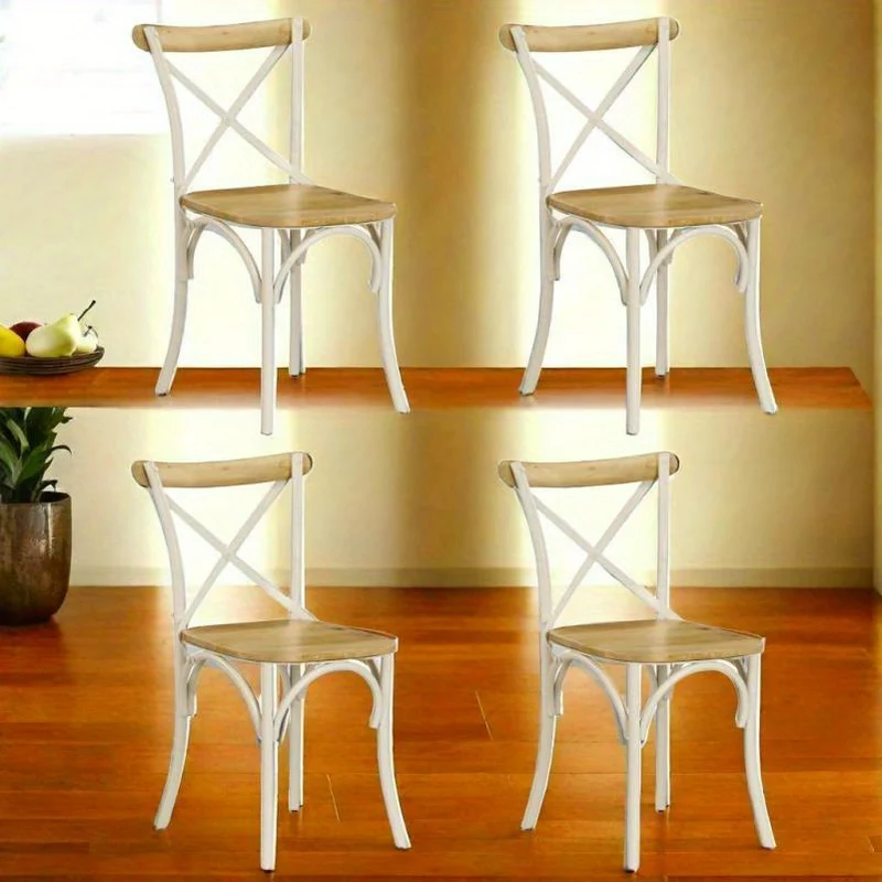 Eetkamerstoel – Stoel – Houten Stoel – Designstoel – Eettafelstoel – Set Van 4 – Ergonomisch Comfort – Witte Massief Houten Afwerking